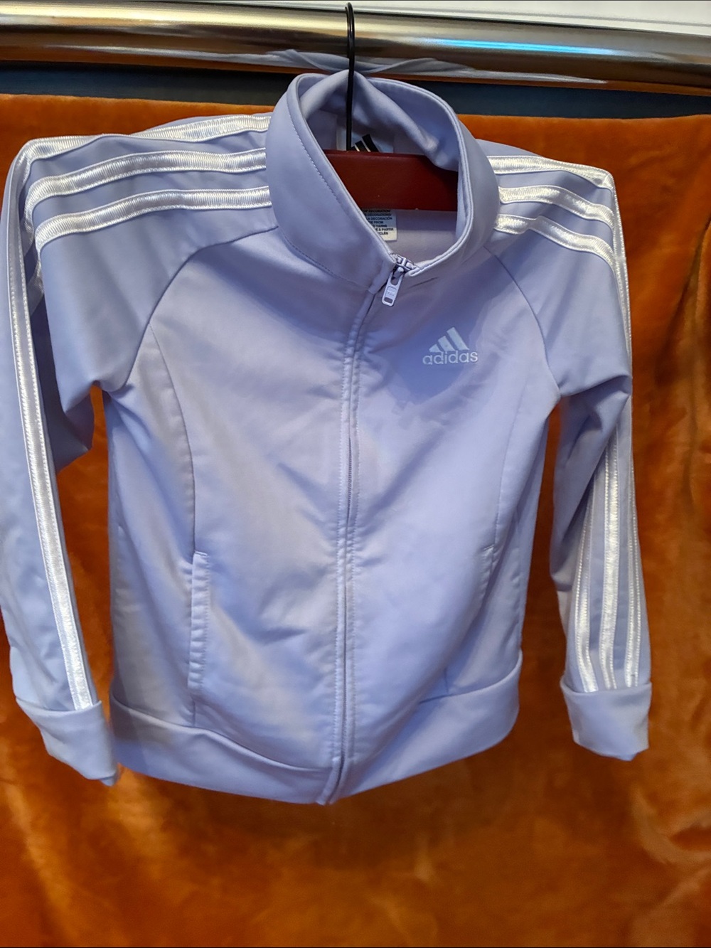 Size 6 adidas Kids Lavender Zip-Front sweatshirt with Stripes